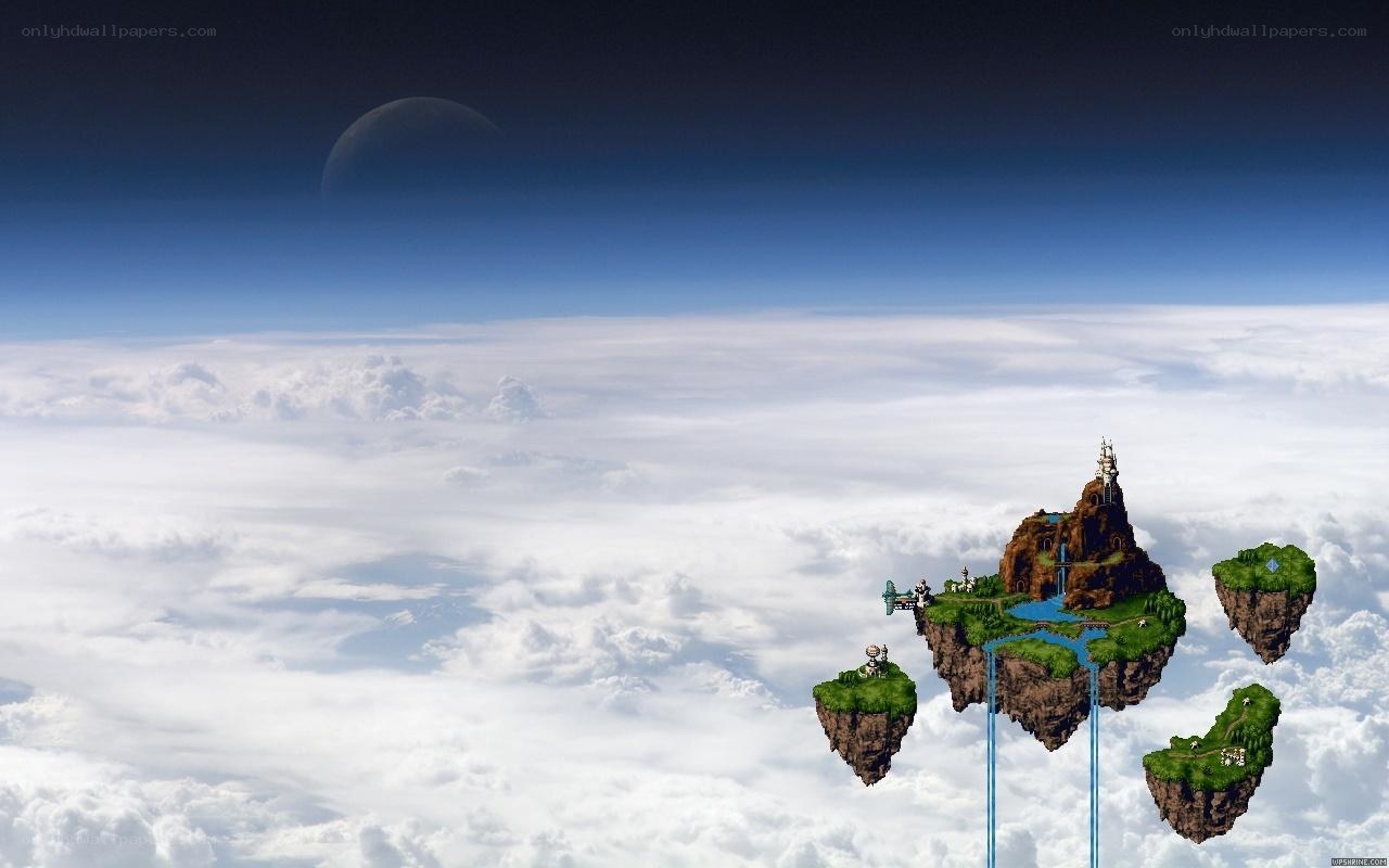 floating islands above clouds