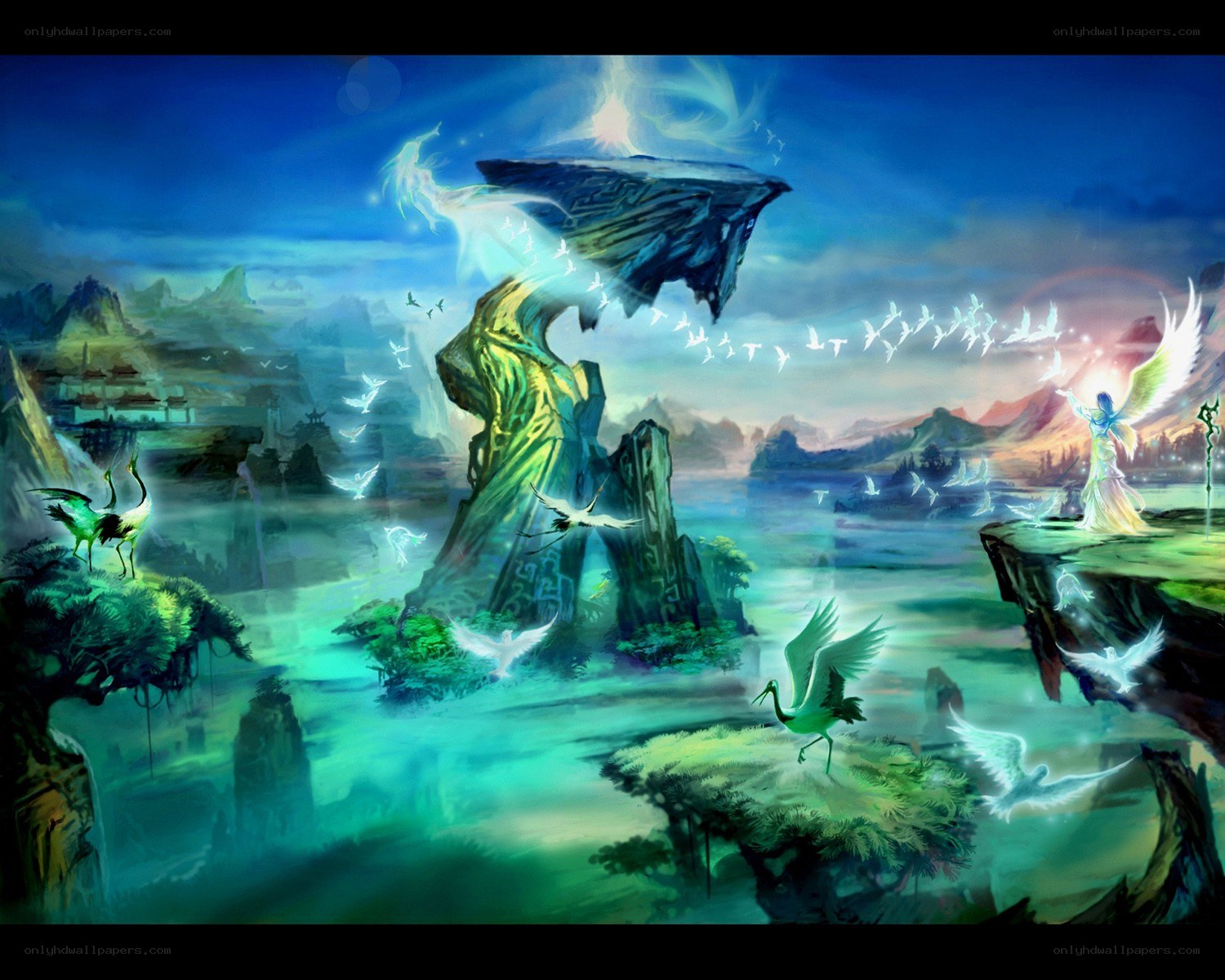 Floating islands and celestial beings