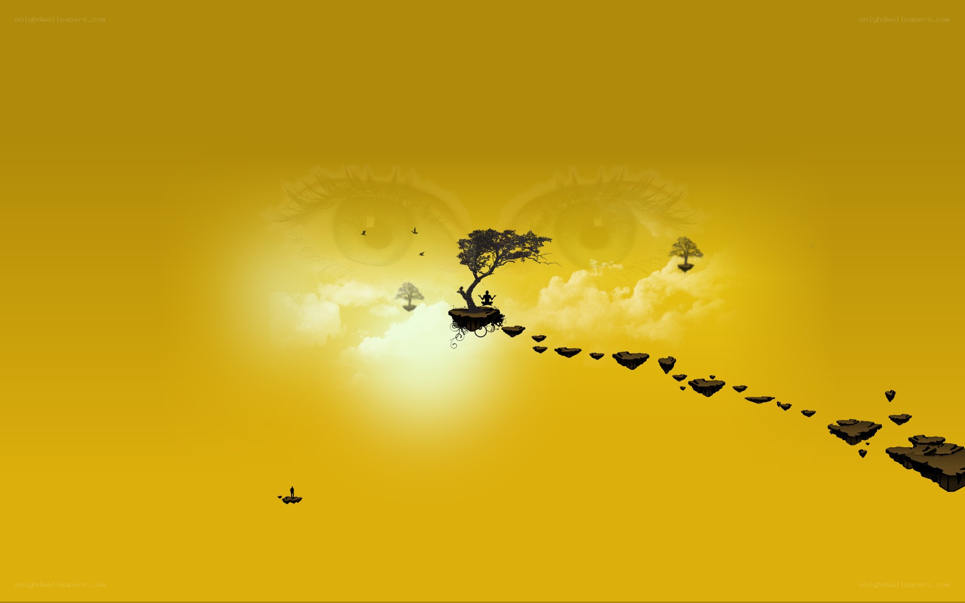 floating islands and eyes