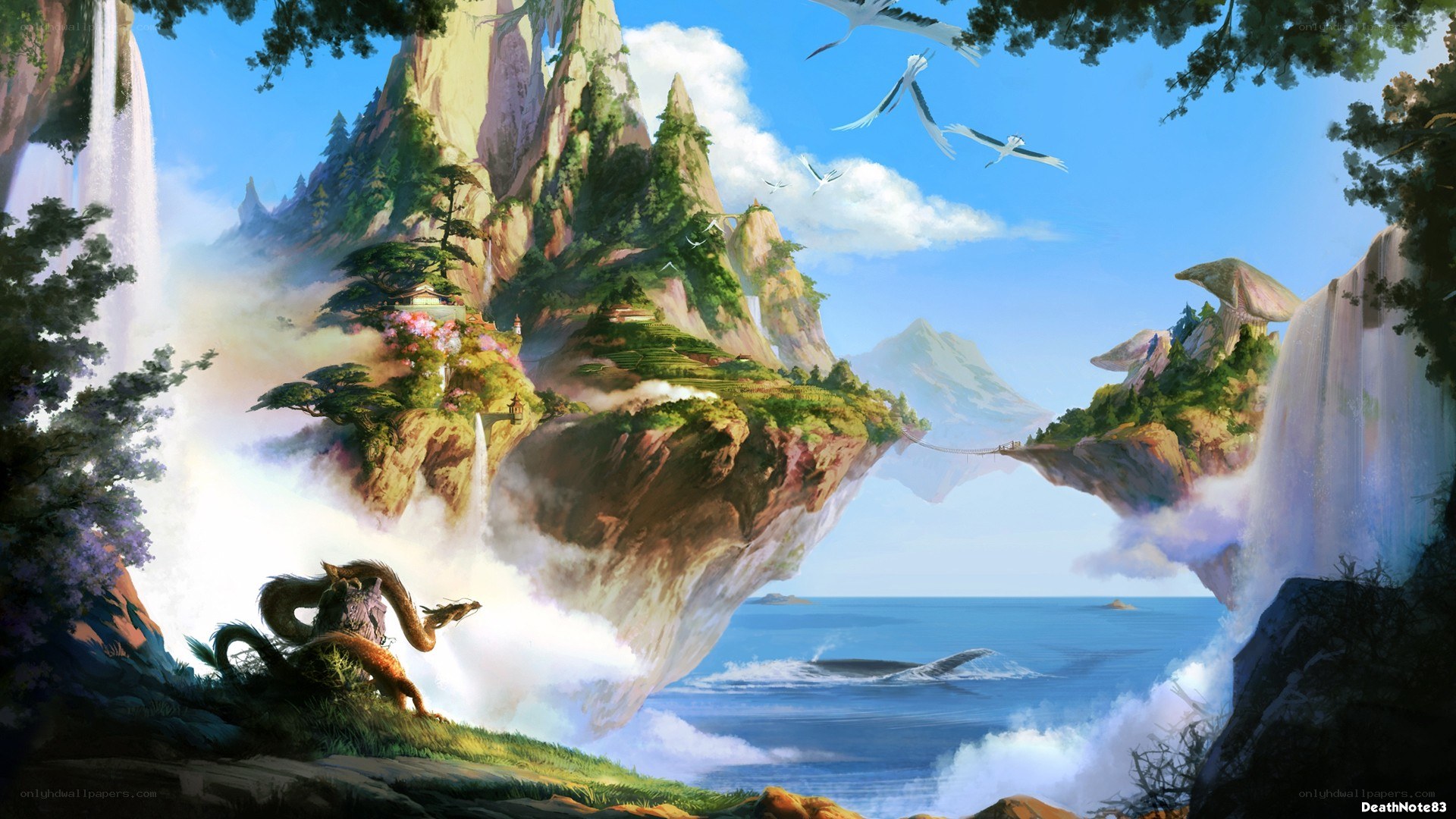 floating islands and mythical creatures