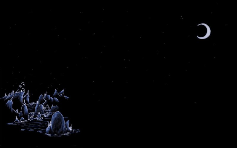 Floating Islands at Night — Black
