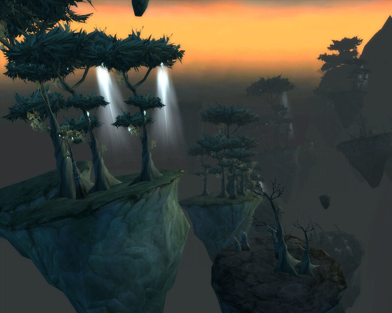floating islands at sunset