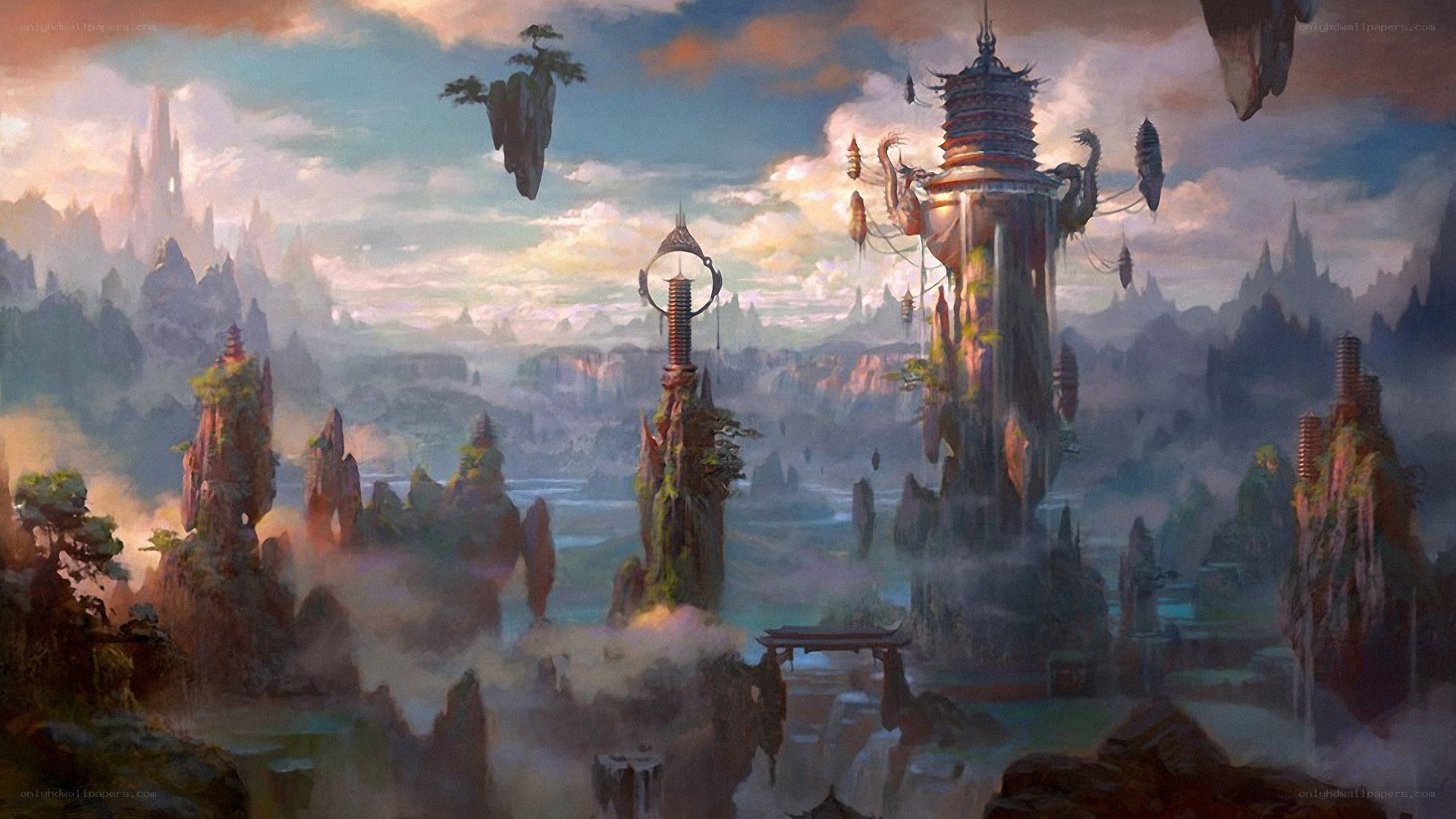 floating islands fantasy landscape