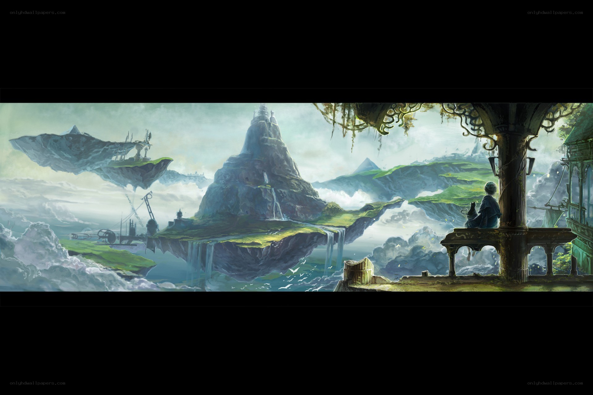 floating islands fantasy landscape