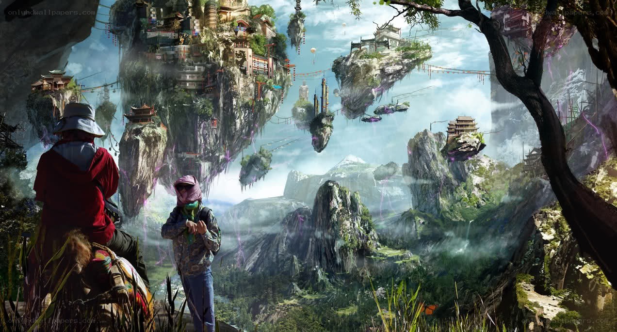 floating islands fantasy landscape