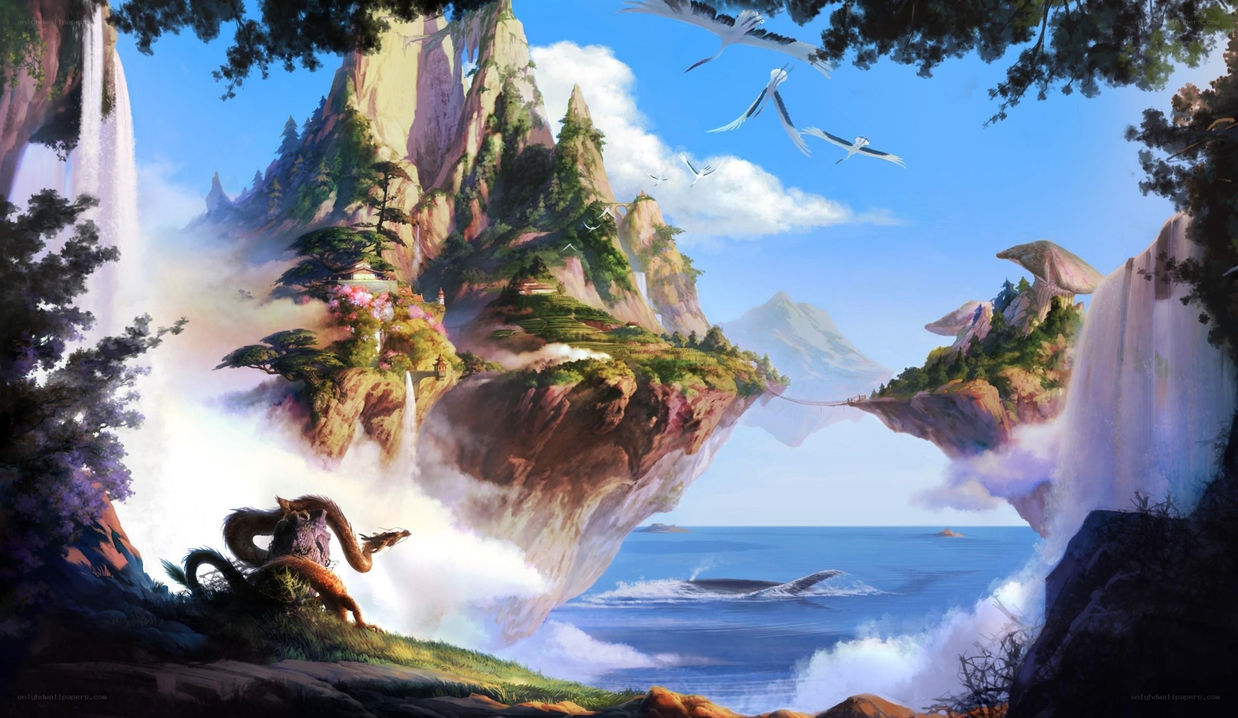 floating islands fantasy landscape