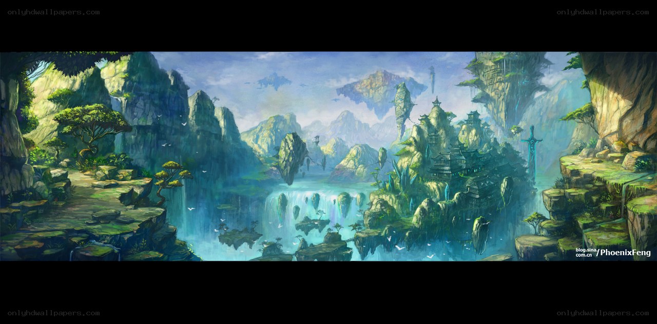 floating islands fantasy landscape