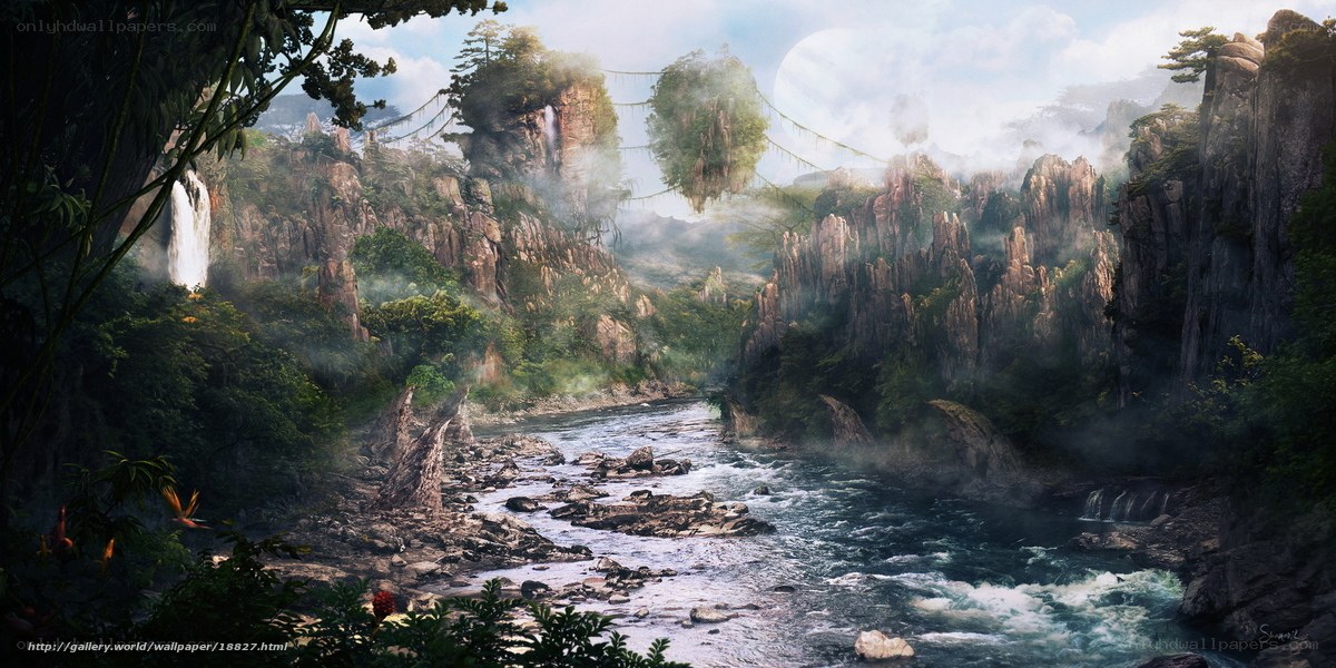 Floating Islands Fantasy Landscape