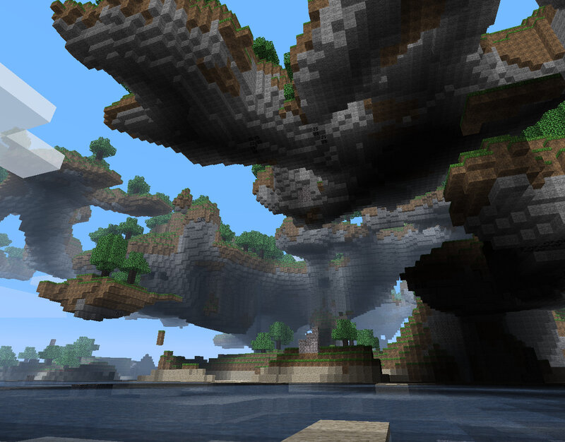 floating islands in a blocky world