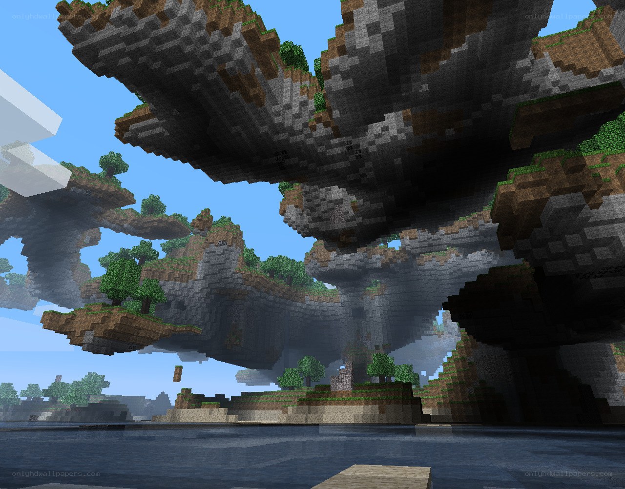 floating islands in a blocky world