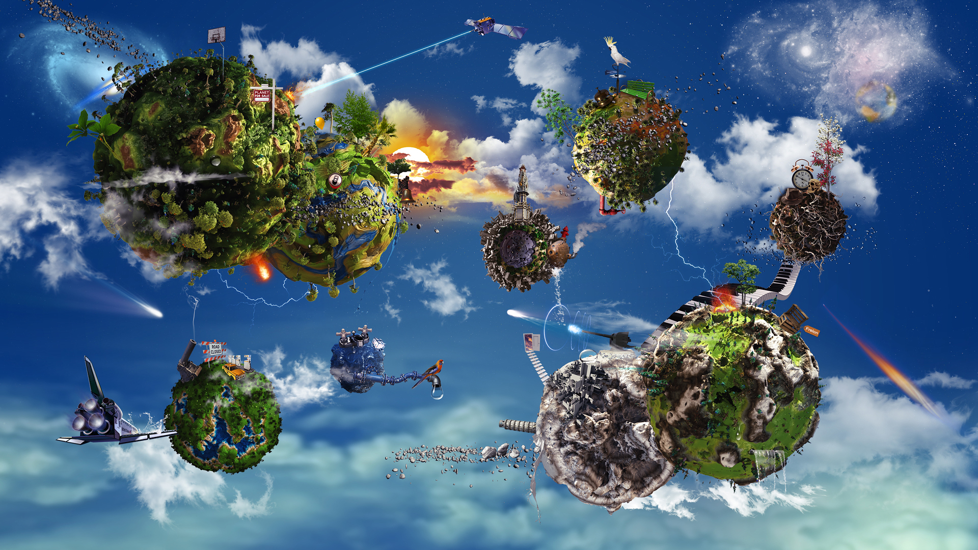 Floating islands in a cosmic sky