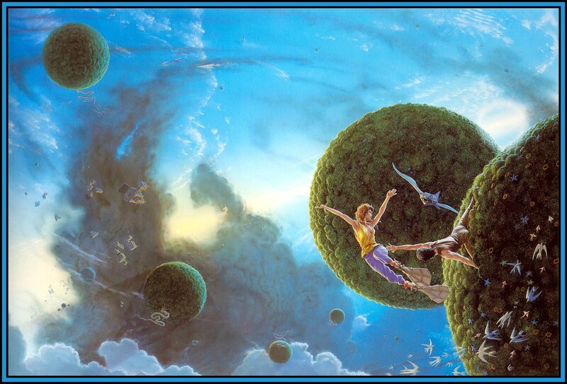Floating islands in a dreamlike sky