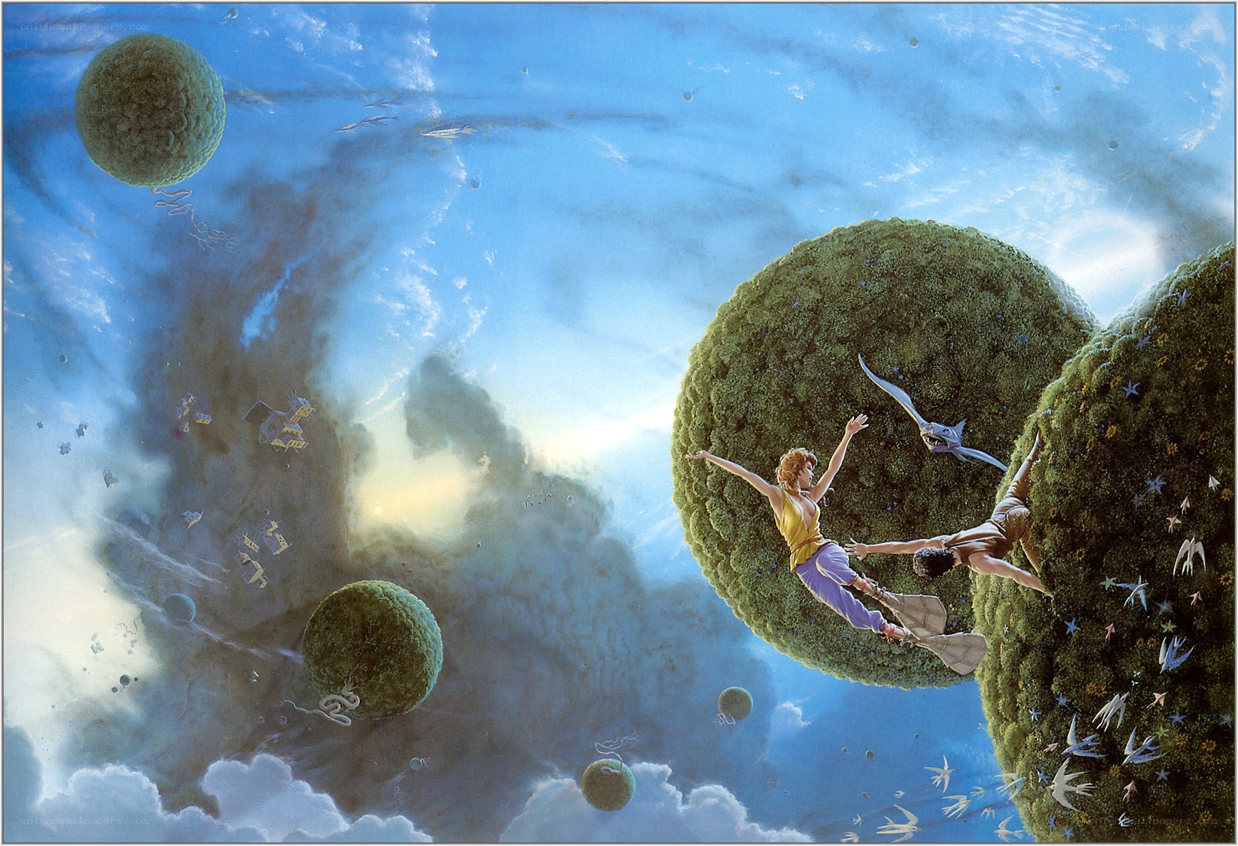 Floating islands in a dreamlike sky