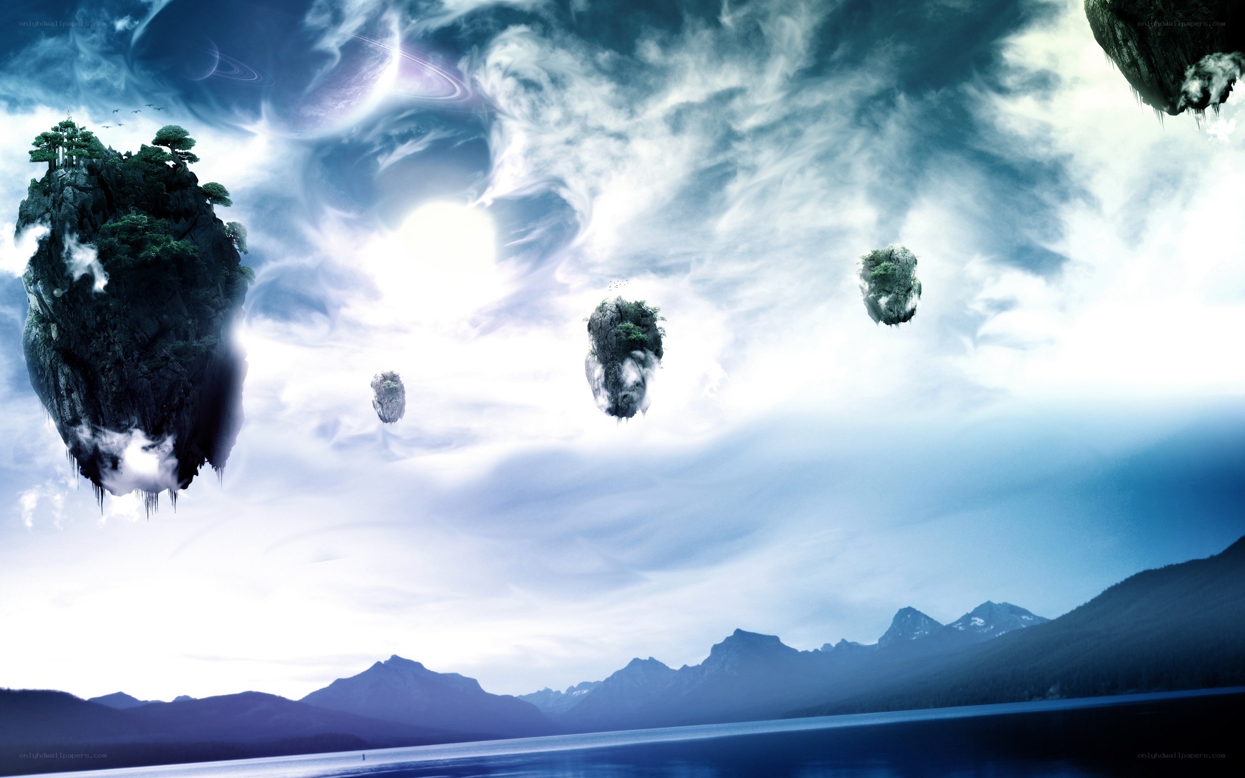floating islands in a dreamy sky