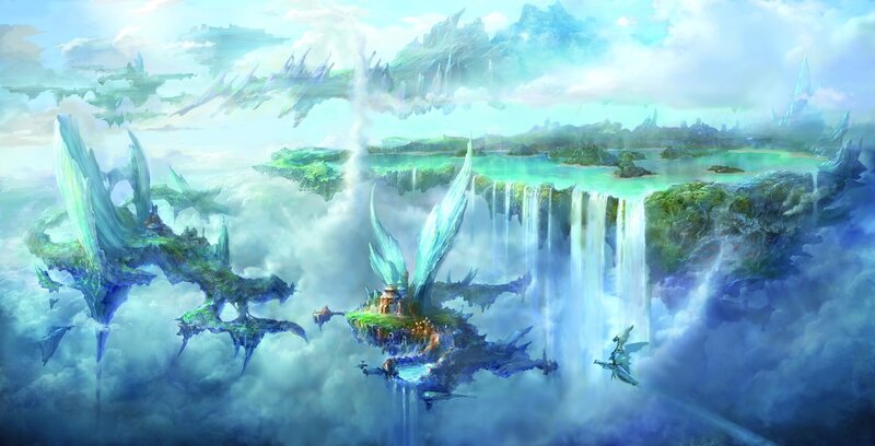 Floating Islands in Clouds — Blue, Serene, Morning