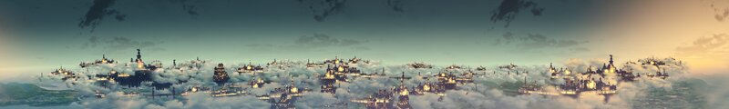 Floating Islands in Clouds — Gray