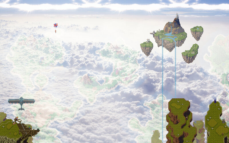 Floating Islands in Clouds — Green, Serene, Afternoon