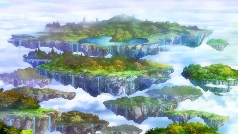 Floating Islands in Clouds — Green