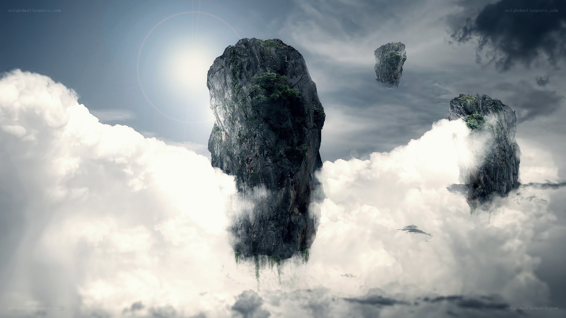 floating islands in clouds
