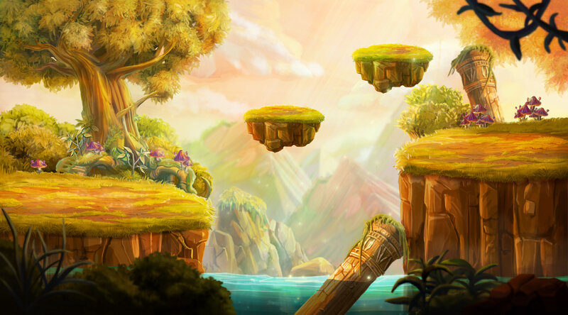 Floating Islands in Forest — Yellow