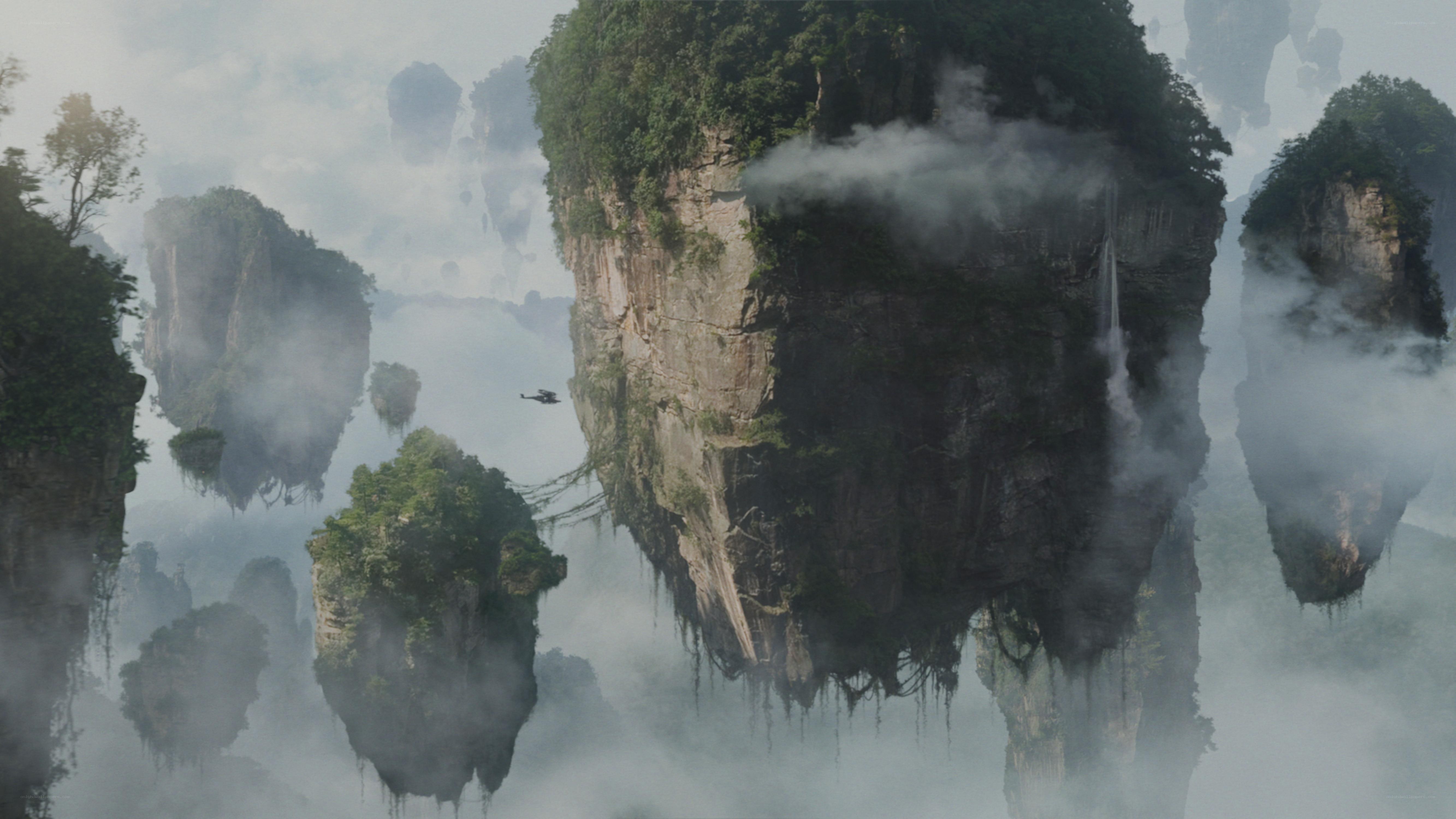 floating islands in mist