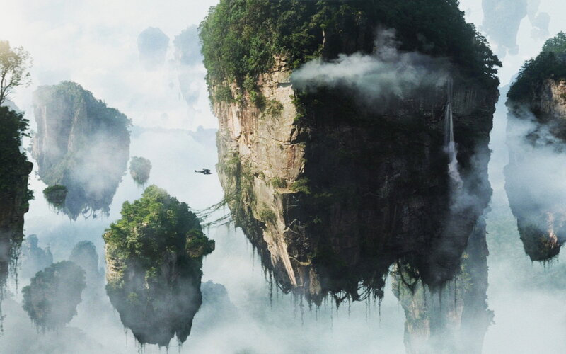 floating islands in mist