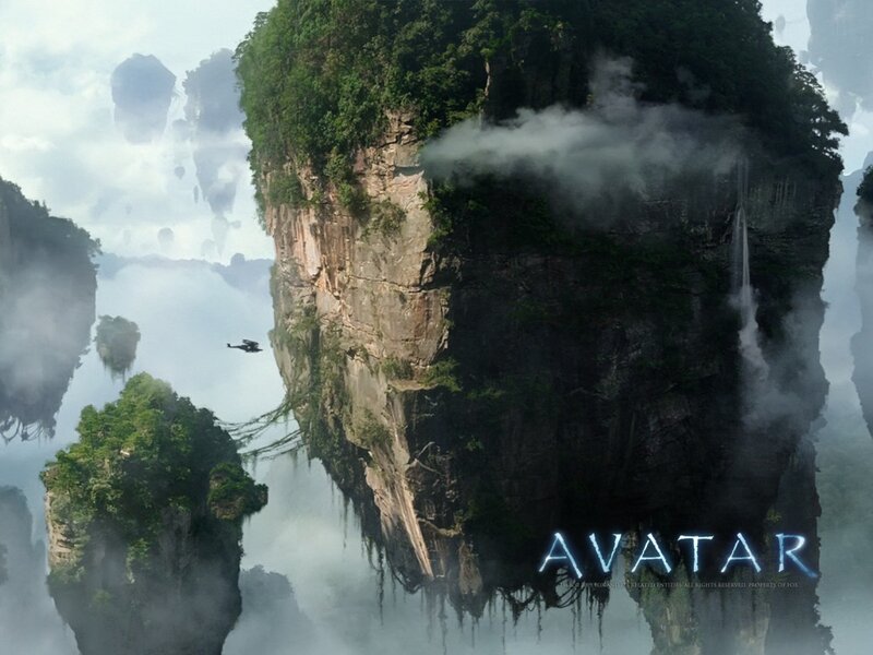 Floating Islands in Mist — Green, Dramatic, Mysterious, Digital Art