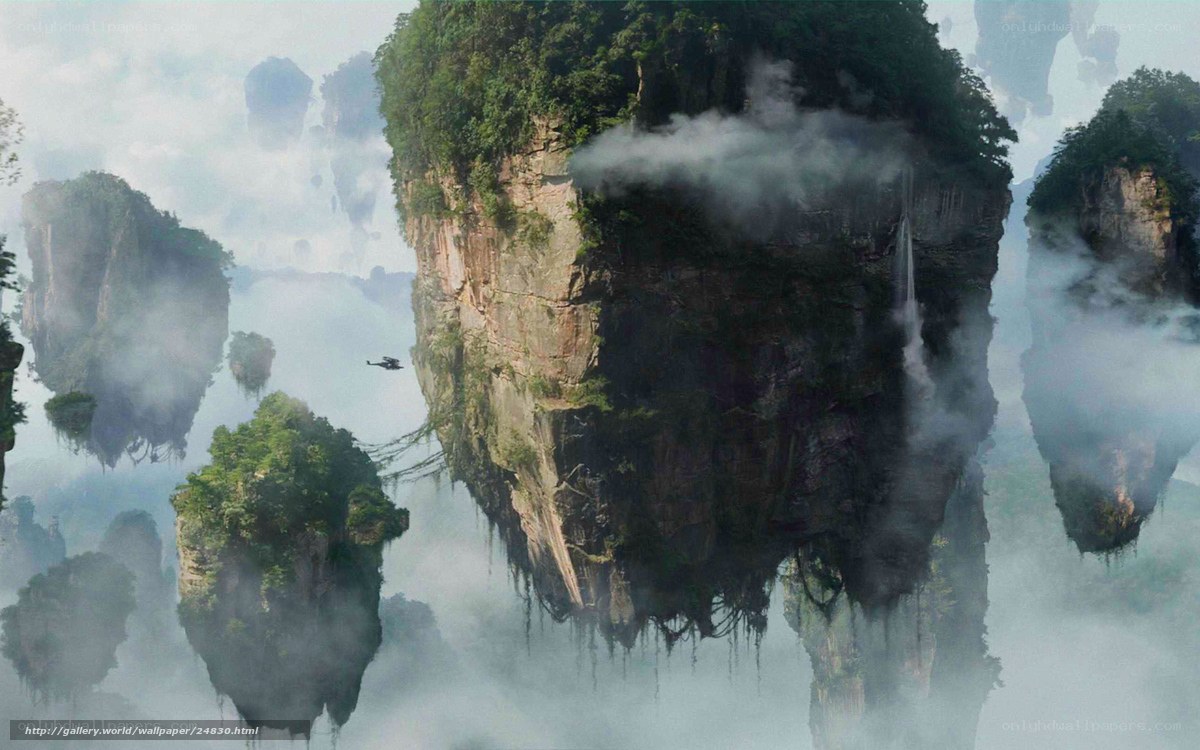 Floating islands in mist
