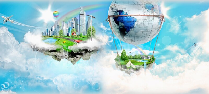 Floating Islands in Sky — Blue, Dreamy, Morning