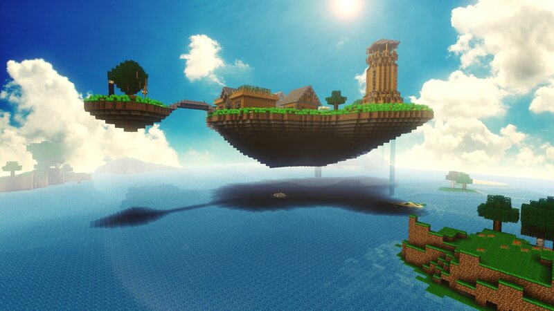 Floating Islands in Sky — Blue, Serene, Afternoon, Pixel Art