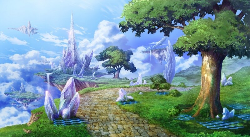 Floating Islands Landscape — Green, Serene, Afternoon, Digital Art