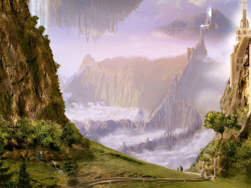 Floating Islands Landscape — Green, Serene