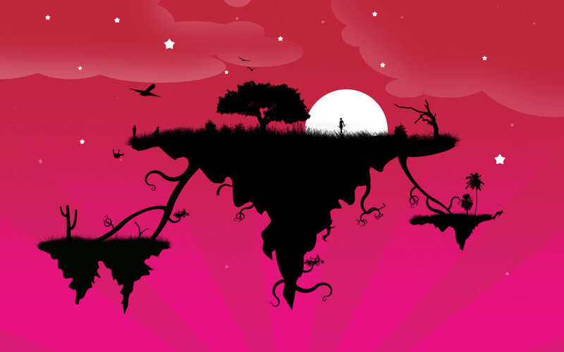Floating Islands Landscape — Pink