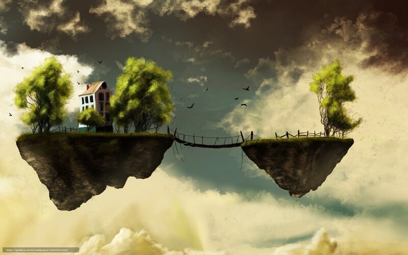 floating islands with bridge