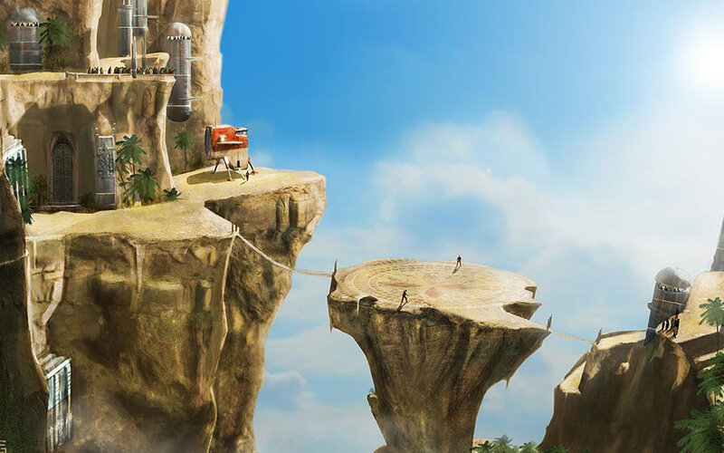 floating islands with bridges