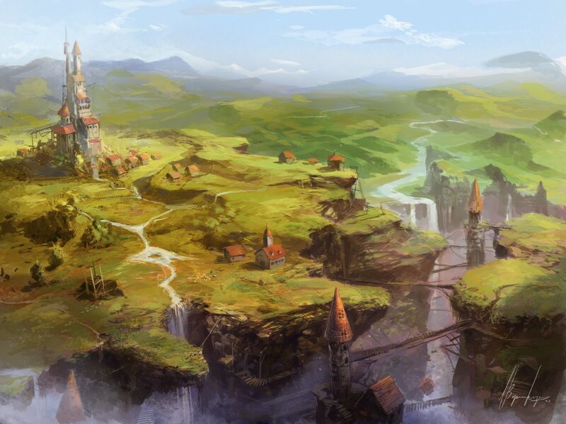 Floating Islands with Castle — Green