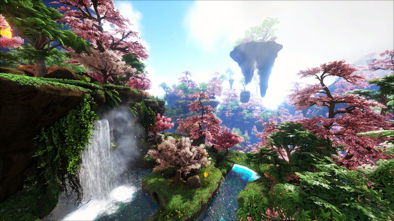 Floating Islands with Cherry Blossoms — Green