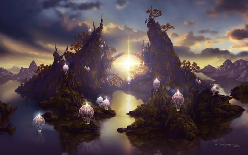 Floating Islands with Lanterns