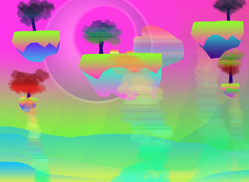 Floating Islands with Trees — Pink