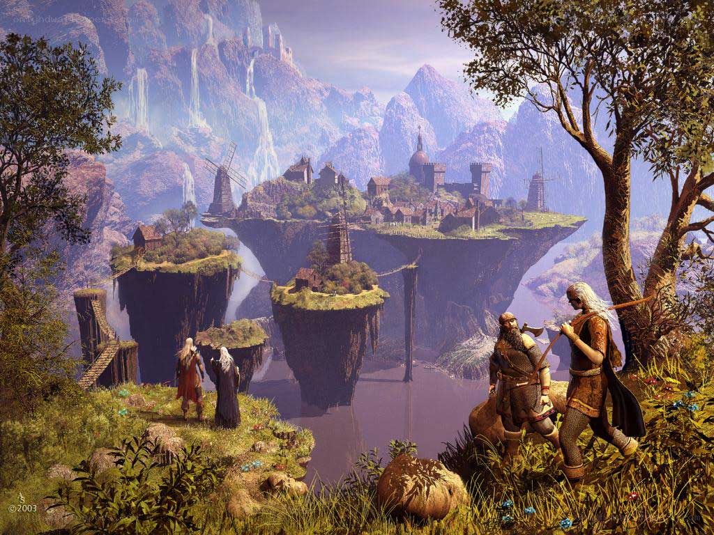 Floating islands with villages