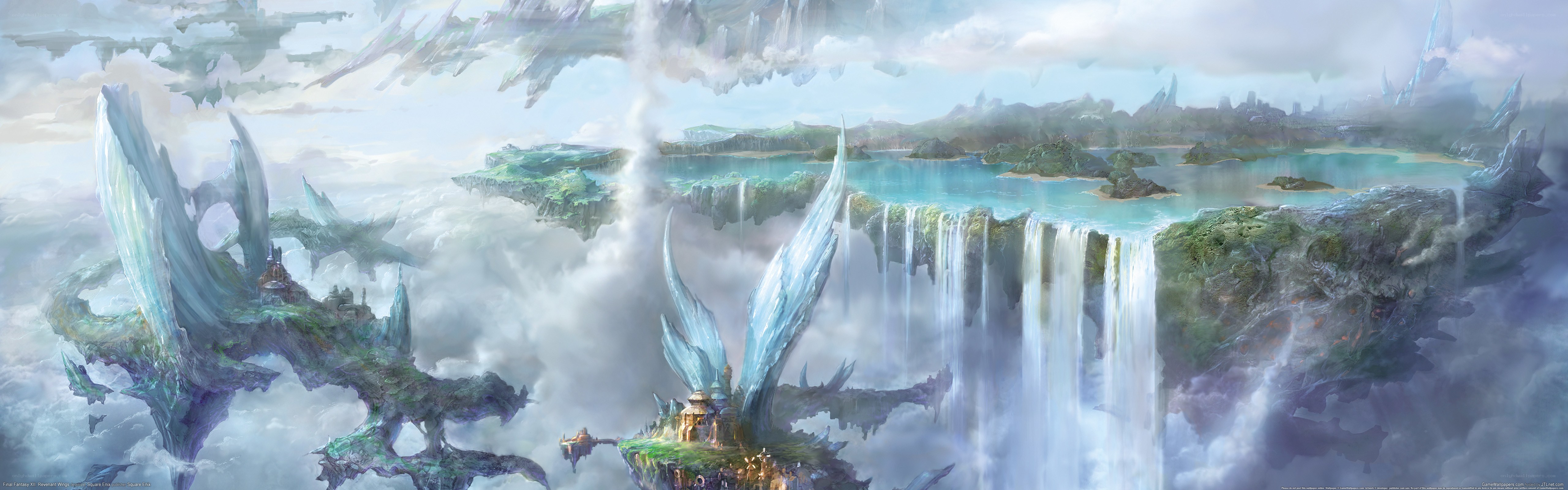 floating islands with waterfalls