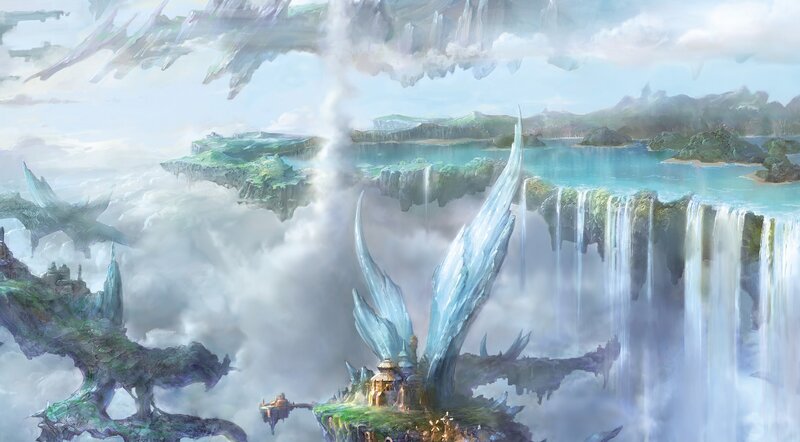 Floating Islands with Waterfalls — Blue, Serene