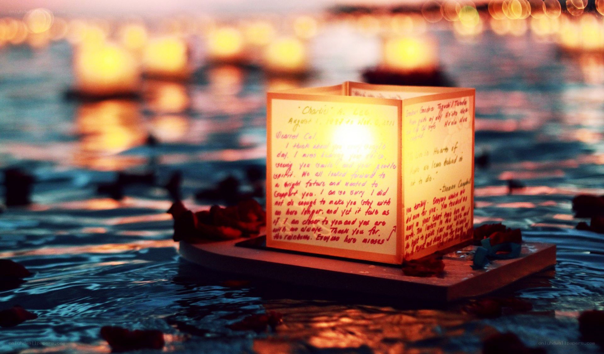 Floating lantern with letter