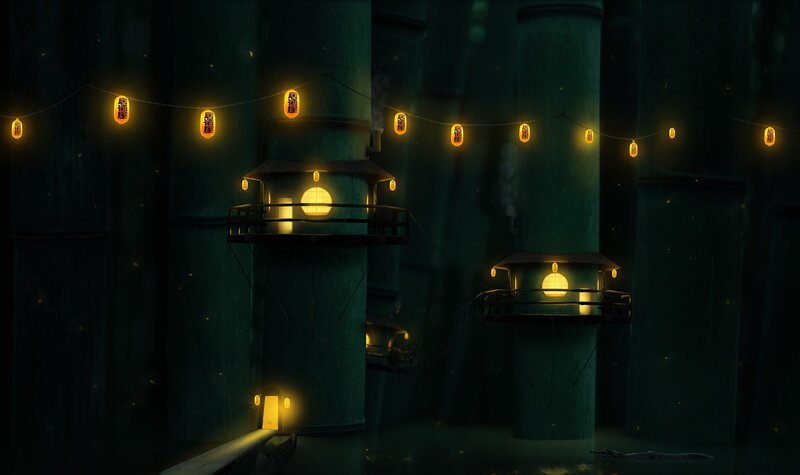 floating lanterns at night