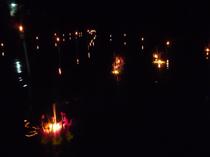 Floating Lanterns at Night — Black