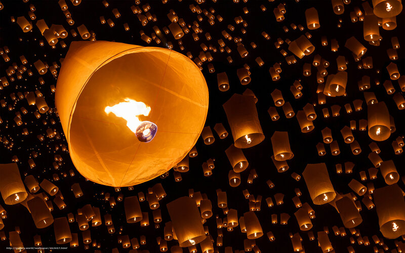 Floating Lanterns at Night — Orange
