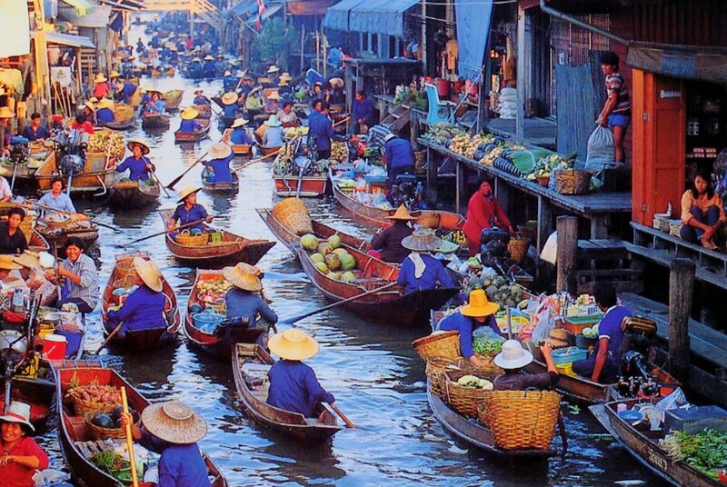 Floating Market Boats — Blue