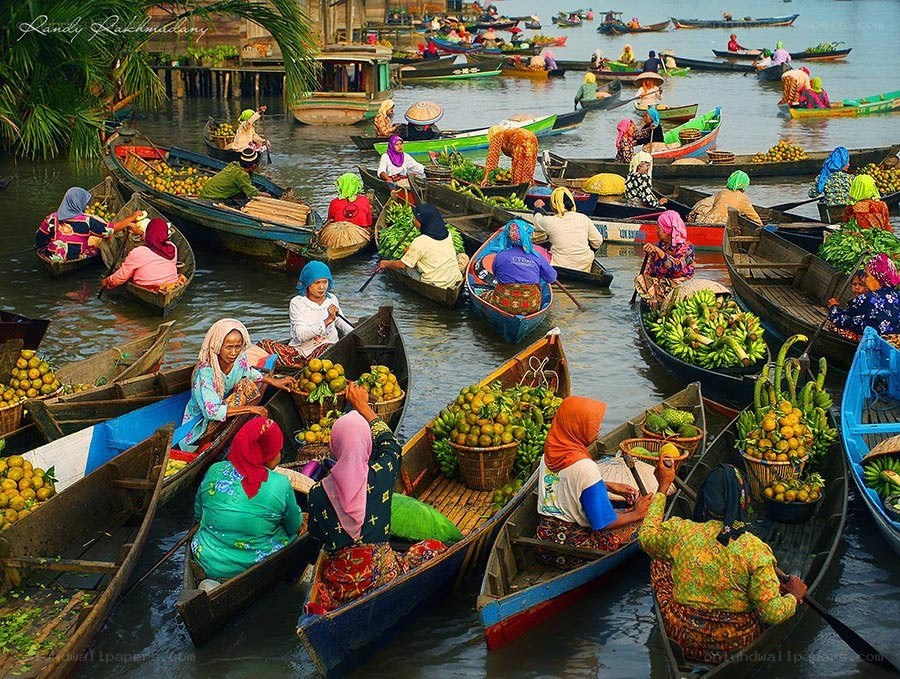 Floating market in Indonesia