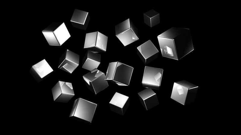 Floating metallic cubes