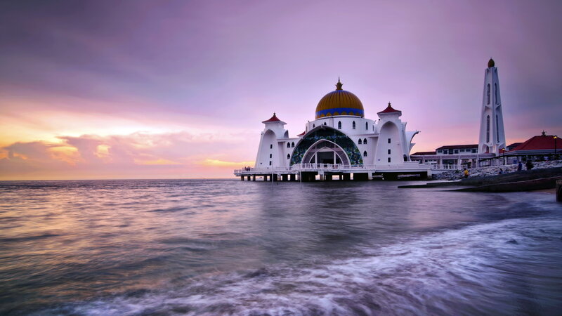 Floating Mosque at Sunset — Purple